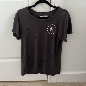 Soulcycle Dark Grey White Distressed Oversized T-shirt